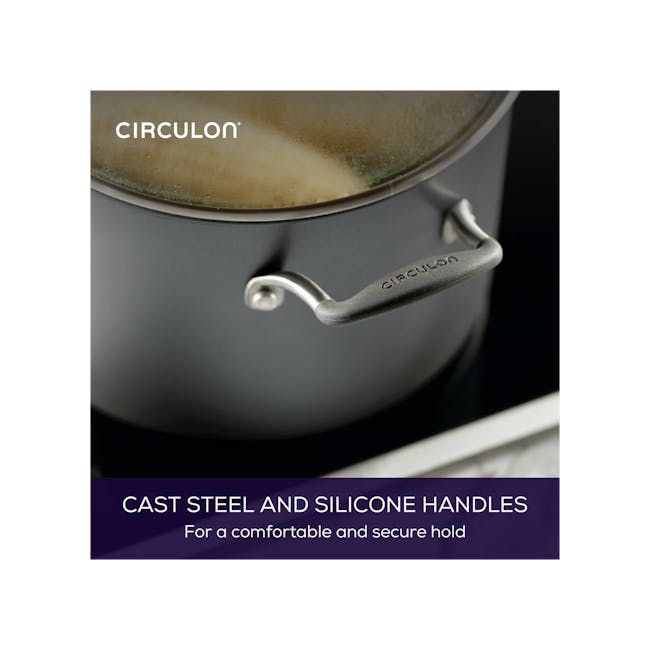 Circulon ScratchDefense A1 Covered Stockpot - 5 - Circulon, cast steel and silicone handles, comfortable and secure hold