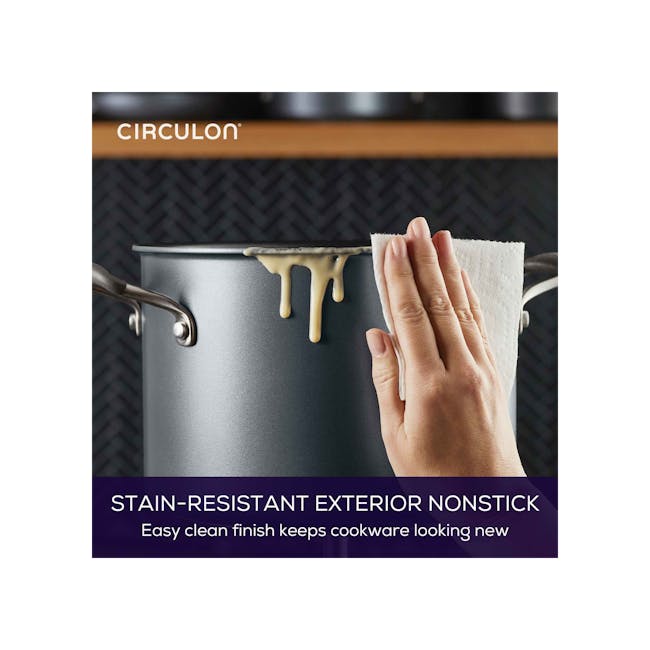 Circulon ScratchDefense A1 Covered Stockpot - 3 - Circulon nonstick cookware, stainless steel pot, hand wiping nonstick