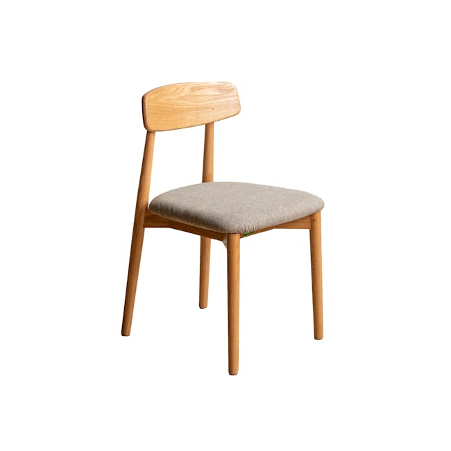 Solis Dining Chair - Oak, Chestnut Brown (Fabric) - 1