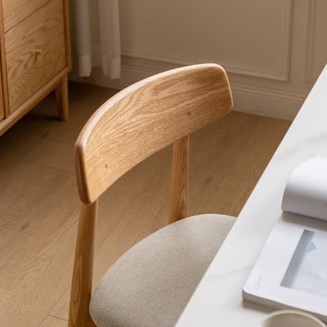 Solis Dining Chair - Oak, Chestnut Brown (Fabric) - 4