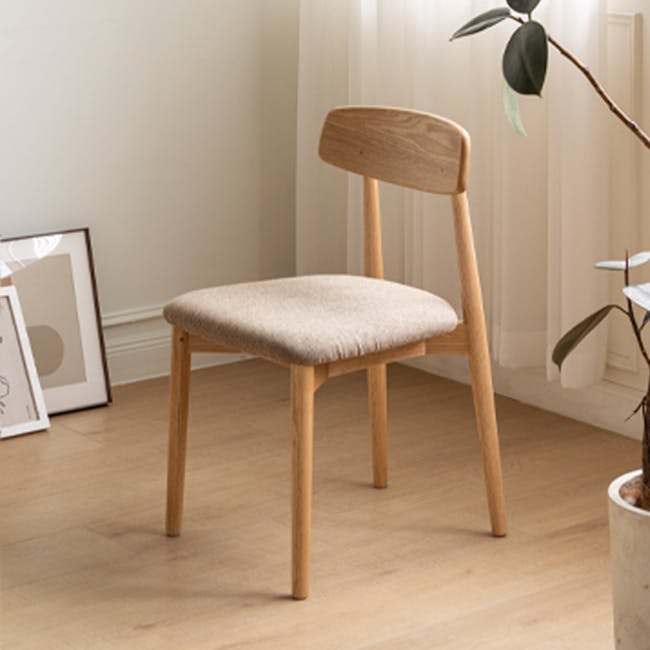 Solis Dining Chair - Oak, Chestnut Brown (Fabric) - 2