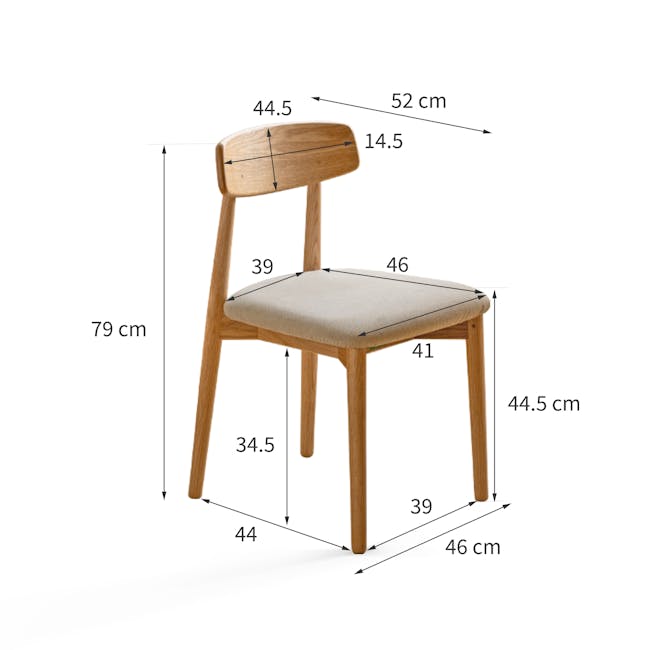 Solis Dining Chair - Oak, Chestnut Brown (Fabric) - 7