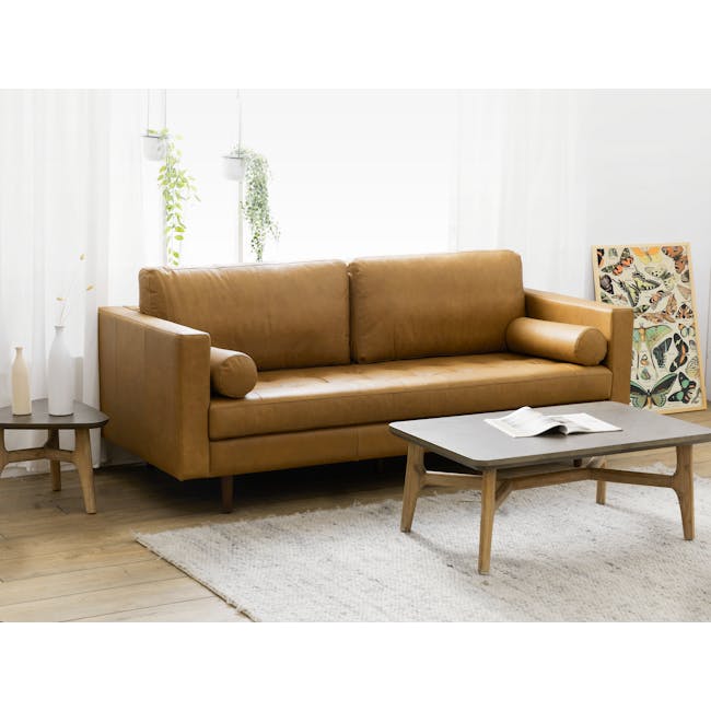 Nolan 3 Seater Sofa - Saddle Tan (Premium Aniline Leather) - 2