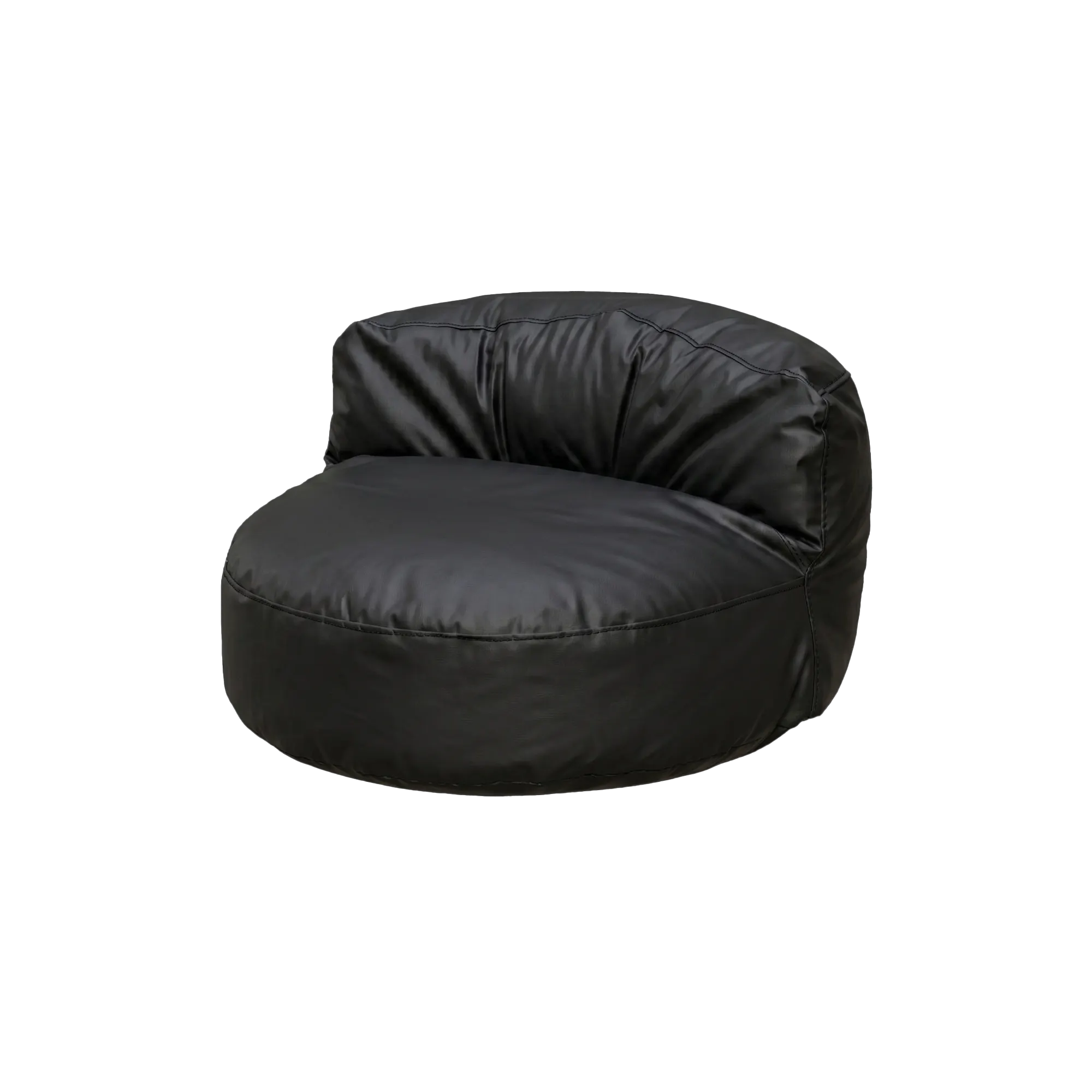 Ara Round Bean Bag - Black (Faux Leather)