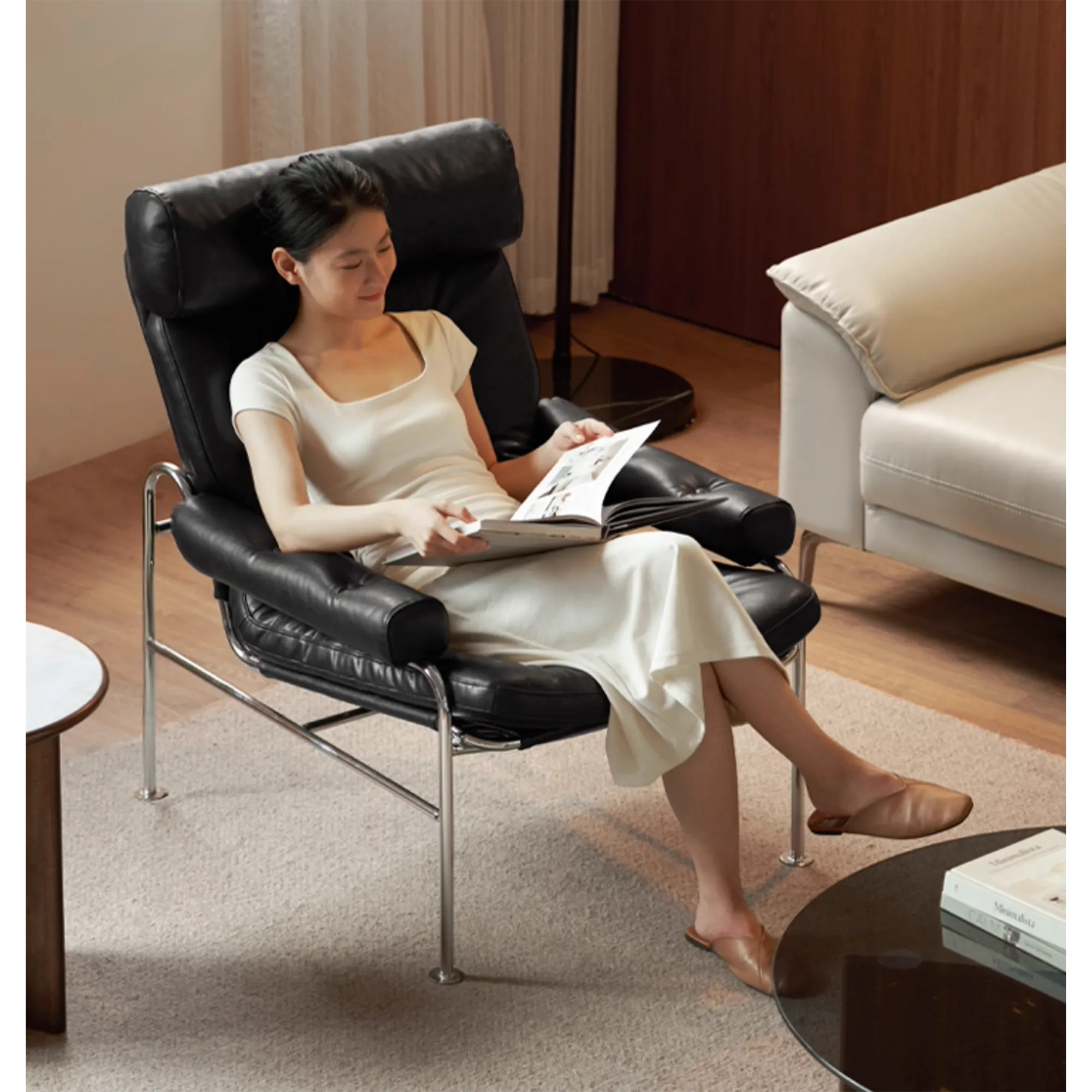 Boni Lounge Chair - Brown (Faux Leather) - 12