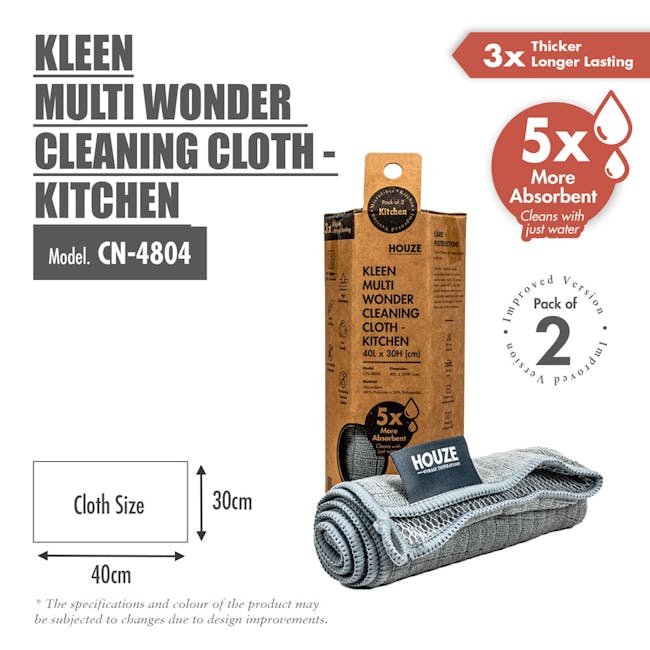 HOUZE KLEEN Multi Wonder Kitchen Cleaning Cloth - (Set of 2) - 4