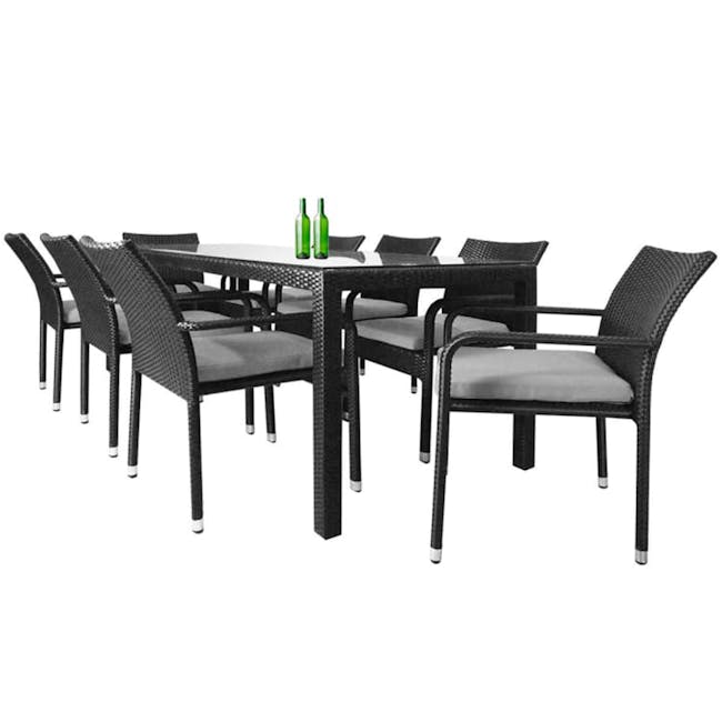 Geneva Outdoor Dining Set with 8 Chair - Grey Cushion - 0