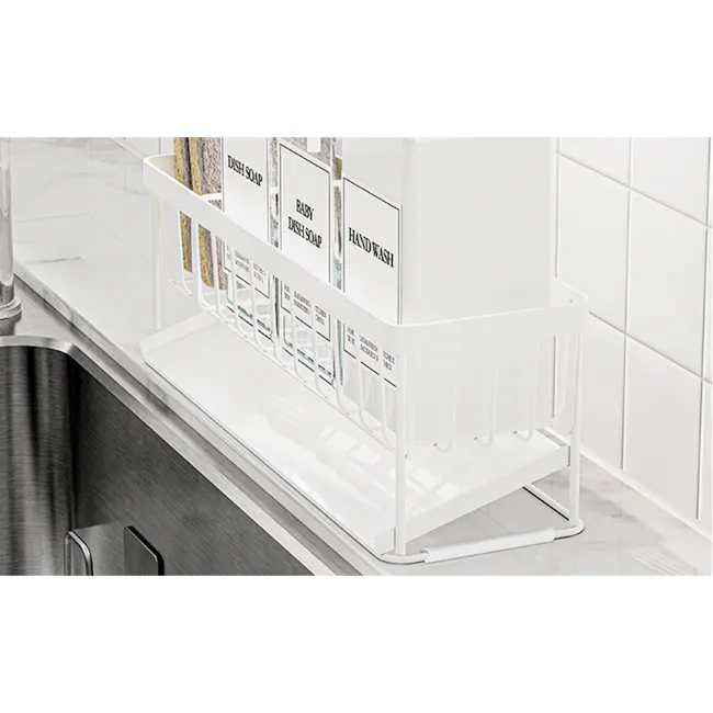 ESSENTIALS Sink Storage Sponge Rack Shelf 30cm - White - 4