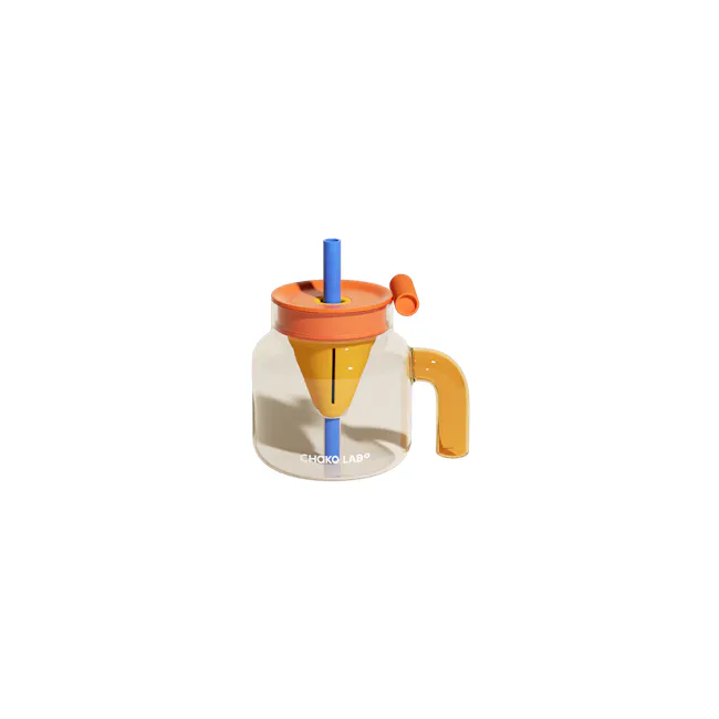 CHAKOLAB Tea Separator Jar Cup 1150ml - Yellow Cover with Orange Straw - 4 - Chako Lab-style siphon device, Transparent