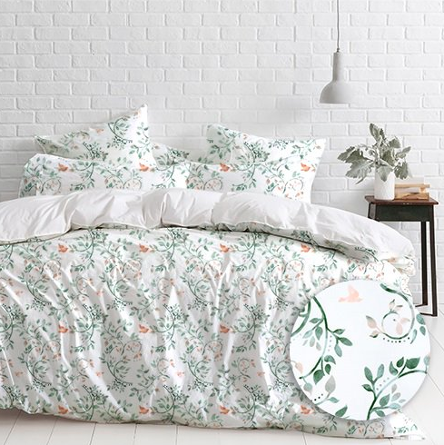 Canningvale Sleep Easy Botanica King Quilt Cover Set Sea Mist