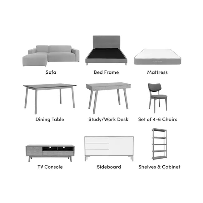 LARGE Item Disposal Service - 1 - Modern minimalist furniture set, sleek sofa, comfortable bed frame, stylish mattress