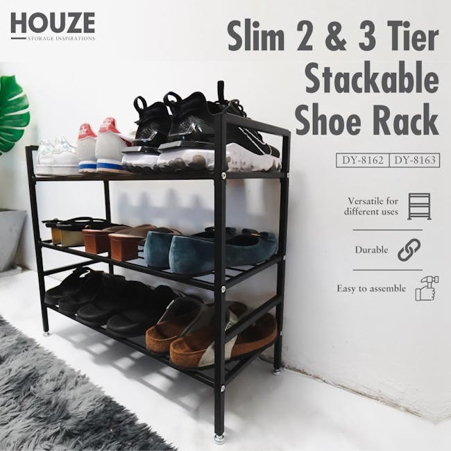 HOUZE SLIM 3 Tier Stackable Shoe Rack - 1