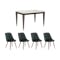 Persis Dining Table 1.2m in White with 4 Lana Dining Chairs in Pine Green - 0