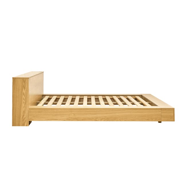 Akira Queen Storage Platform Bed with 2 Kyoto Single Shelf Bedside Tables in Oak - 6