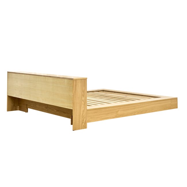 Akira Queen Storage Platform Bed with 2 Kyoto Single Shelf Bedside Tables in Oak - 8