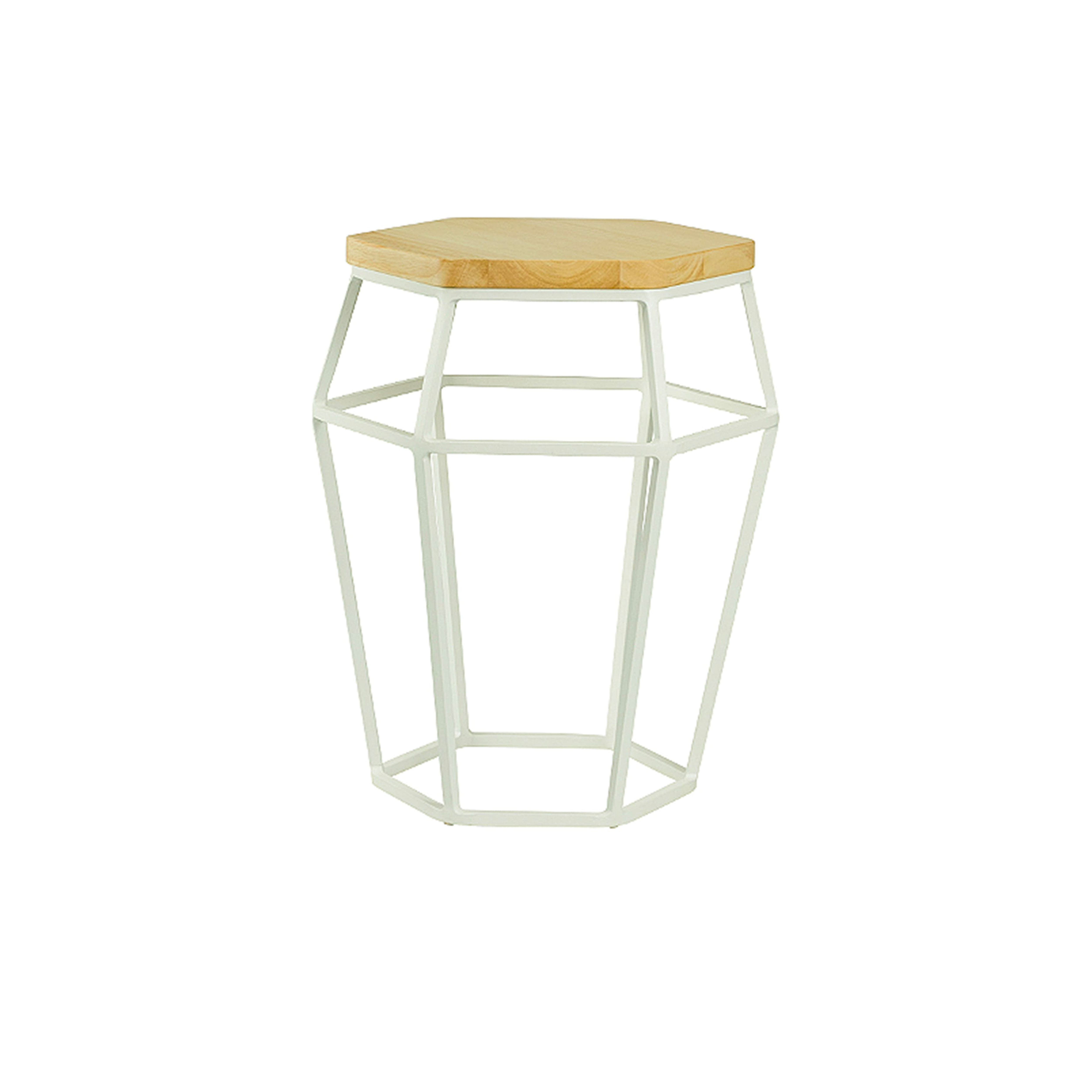 Apollo Stool / Occasional Table - Matt White, Oak