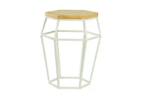 Apollo Stool / Occasional Table - Matt White, Oak