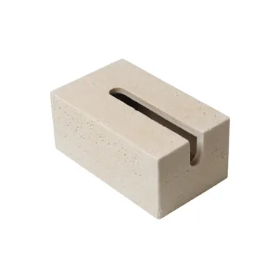Xeno Travertine Tissue Box - Beige