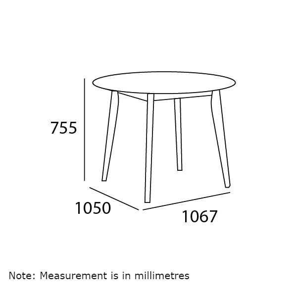 (As-is) Harold Round Dining Table 1.05m - Natural, White - 9 - 12