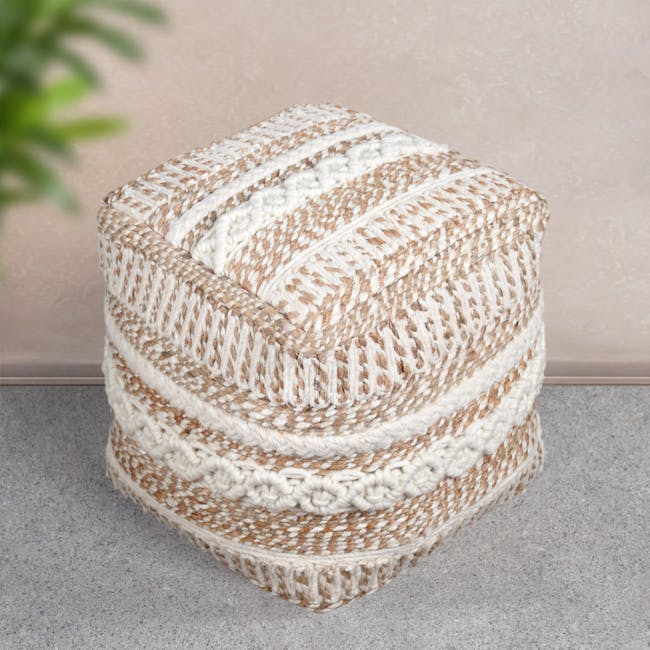 Mihao Wool Jute Pouf - 2
