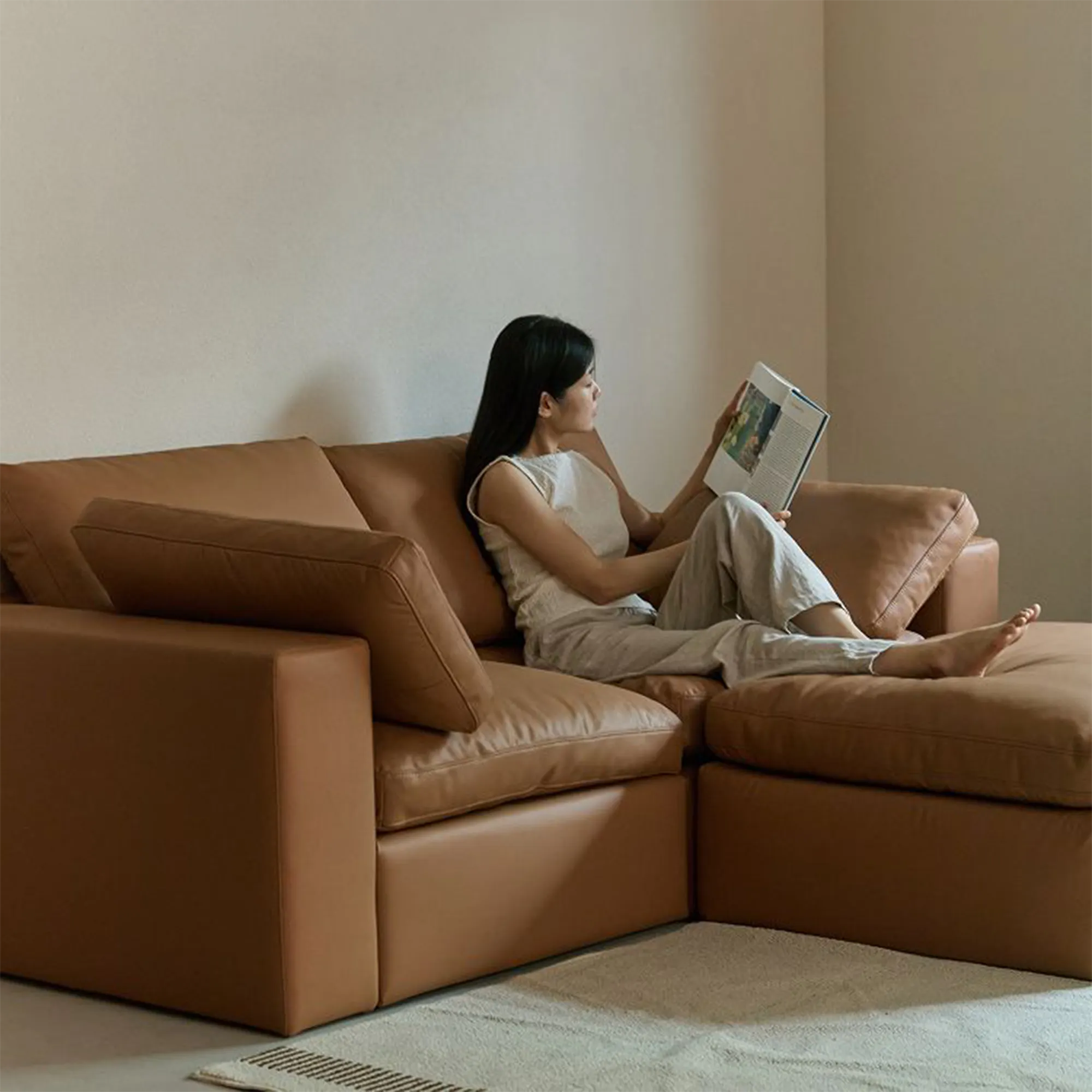 Raye 3 Seater Sofa - Camel Tan (Faux Leather) - 17