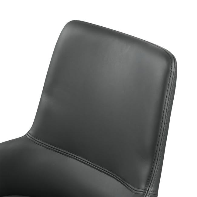 Roderick Chair - Black (Faux Leather) - 7 - Leather chair, black leather, stitching detail, smooth surface, ergonomic