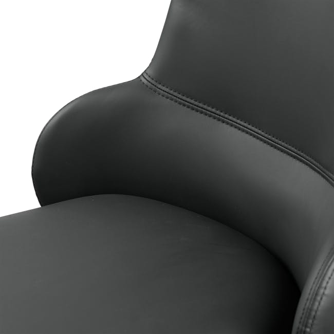 Roderick Chair - Black (Faux Leather) - 2 - Leather seat cushion, black leather upholstery, stitching detail, smooth
