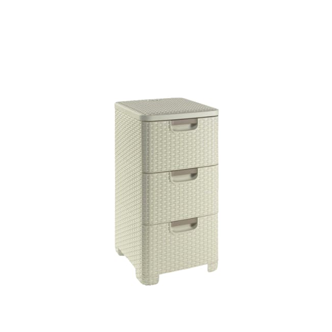 Rattan Style Drawer 3 - Off White - 0