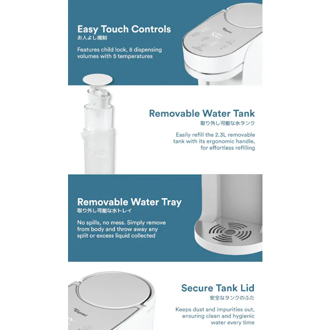 TOYOMI InstantBoil 2.3L Filtered Water Dispenser with Premium Filter FB 9923F - 7 - Easy Touch Controls, child lock, 8