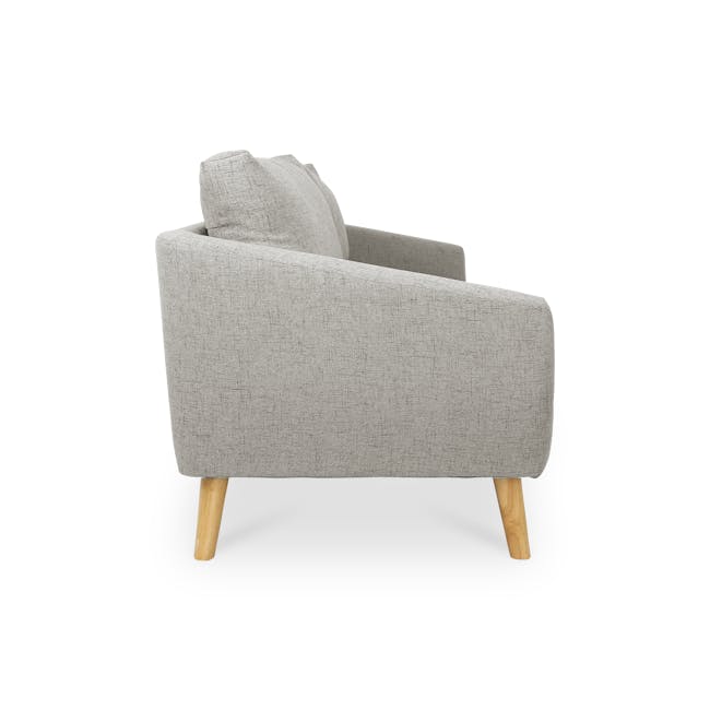 Hana 3 Seater Sofa - Sand - 5 - Grey upholstered modern chair, light wood legs, textured fabric upholstery, minimalist