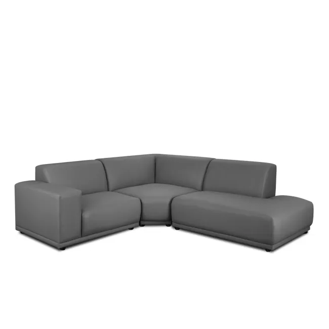 Milan 3 Seater Corner Extended Sofa - Smokey Grey (Faux Leather) - 1 - Grey sectional sofa, modern design, comfortable