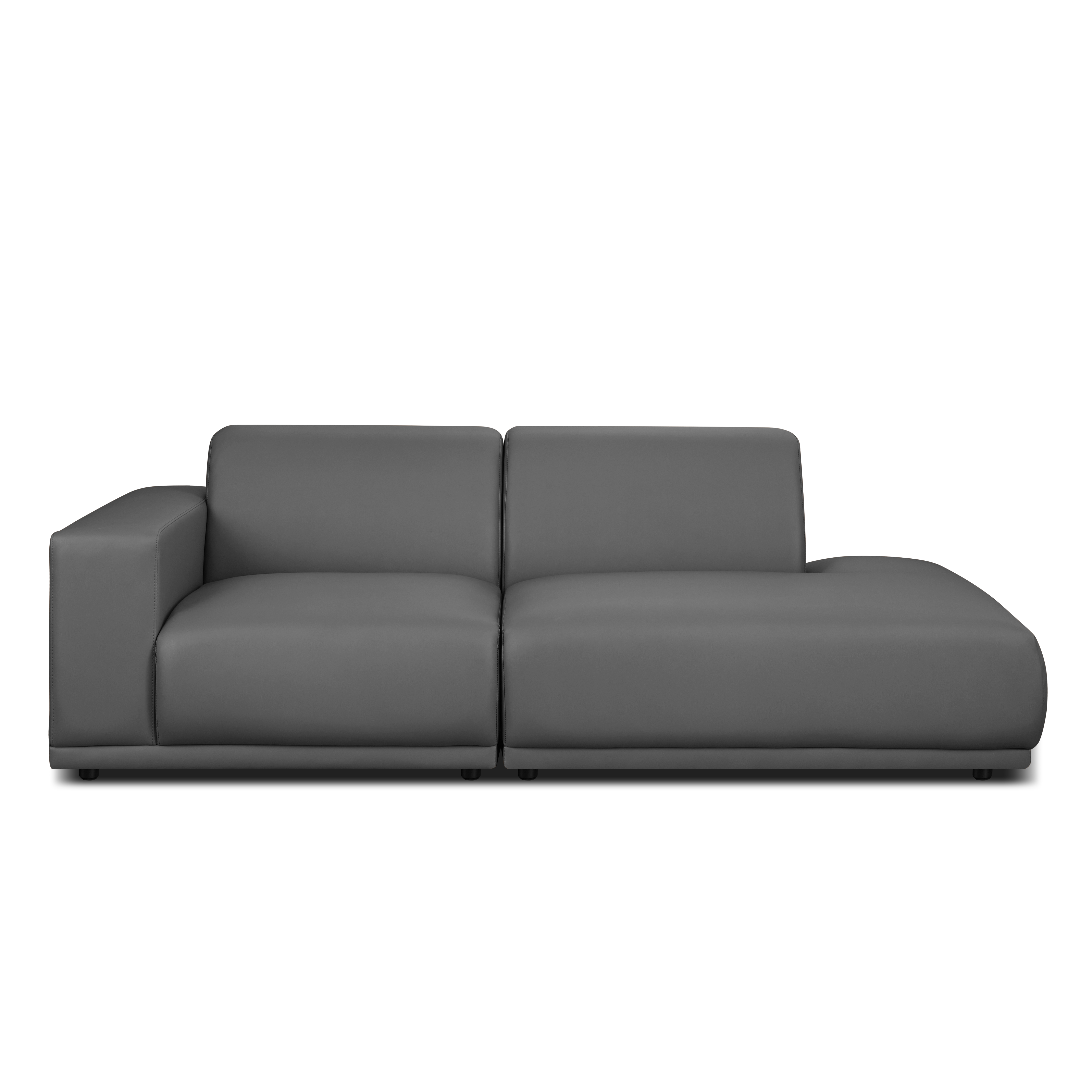 Milan 3 Seater Extended Sofa - Smokey Grey (Faux Leather)