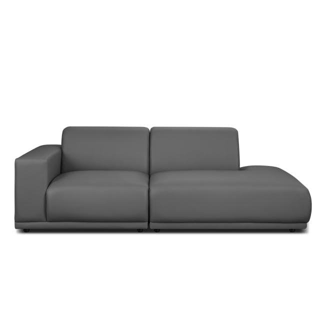 Milan 3 Seater Extended Sofa - Smokey Grey (Faux Leather) - 1 - Grey upholstered sectional sofa, modern design, sleek lines