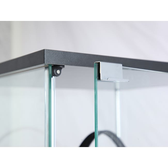 Haider Glass Cabinet 0.4m - Black - 4 - glass shelf, transparent shelf, glass cabinet, glass shelf unit, glass shelf design