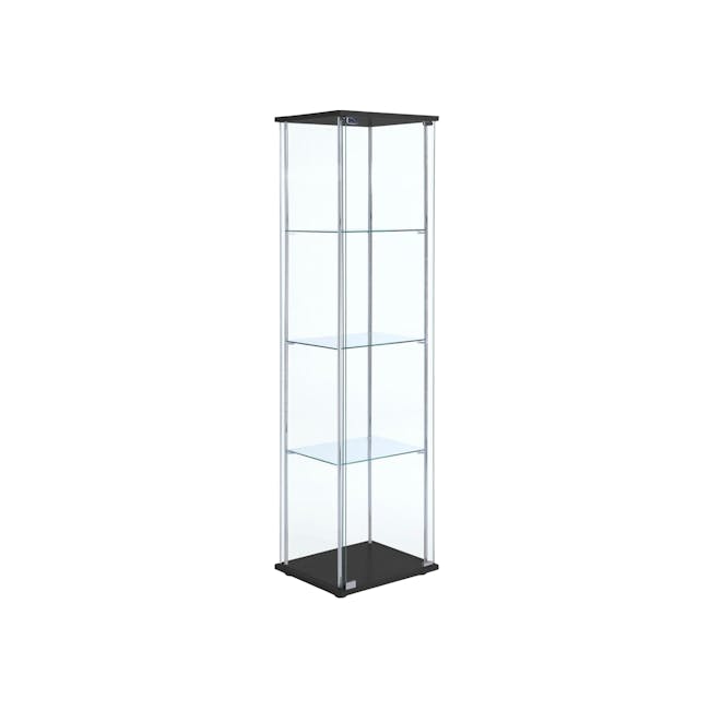 Haider Glass Cabinet 0.4m - Black - 1 - Clear glass shelves, minimalist design, vertical structure, transparent panels, open