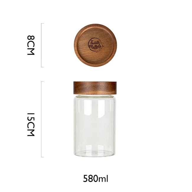 Table Matters Taikyu Acacia Clear Storage Jar (3 Sizes) - 7 - Table matters, 8 cm height, wooden lid, 15 cm height, clear