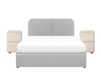 Nolan Queen Storage Bed in Silver Fox with 2 Asher Narrow Bedside Table