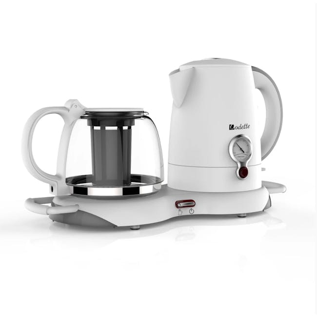 Odette Electric Kettle with Keep Warm Tea Tray 1.0L - White - 2