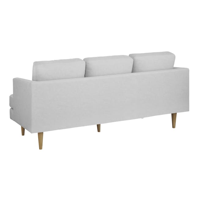 Soma 3 Seater Sofa - Silver (Scratch Resistant) - 5 - White upholstered sofa with wooden legs, minimalist design, modern