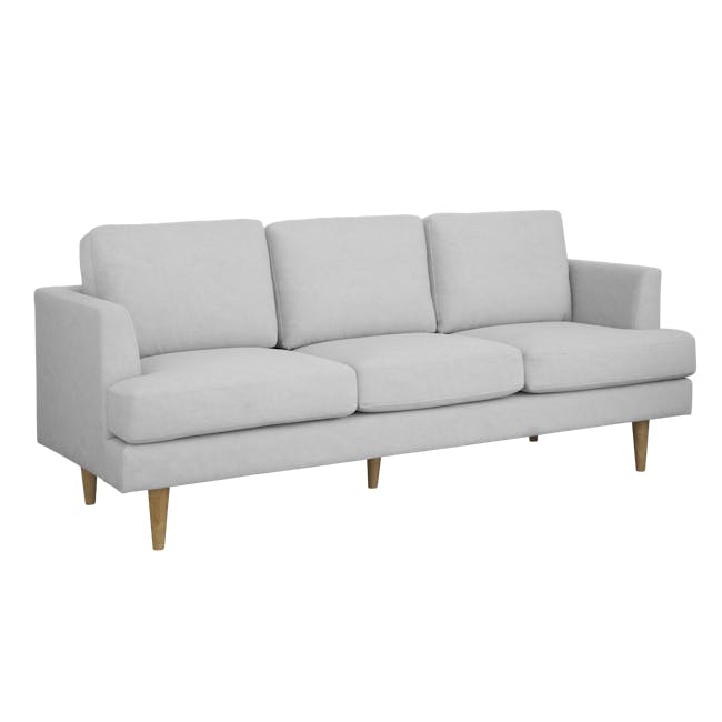 Soma 3 Seater Sofa with Soma Armchair - Silver (Scratch Resistant) - 4 - Light gray upholstered sectional sofa, minimalist