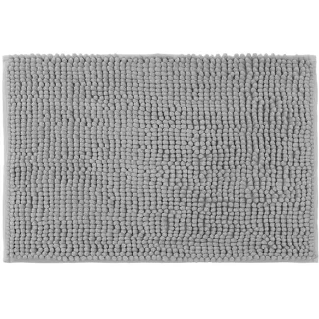 Cora Chenille Big Bath Mat - Light Grey - 1 - Grey textured bath mat, soft and cozy, fluffy surface, comfortable for
