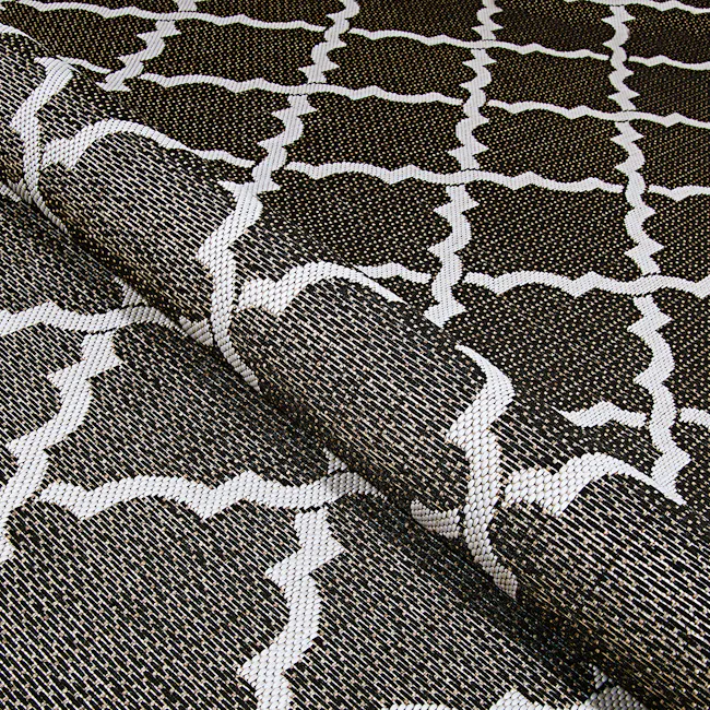 Ocean Port Flatwoven Rug - Black Sand (2 Sizes) - 6 - Black and white snake skin texture, intricate pattern, woven design