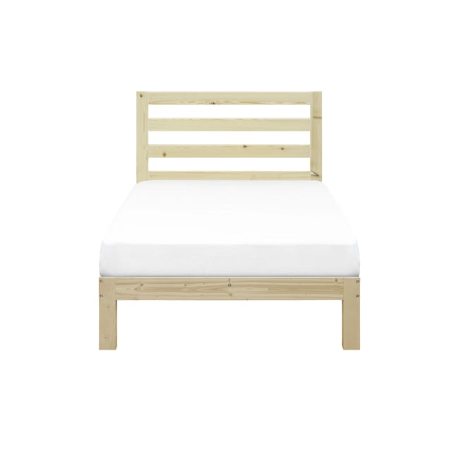 Katana Super Single Wooden Headboard Bed - 1 - Wooden bed frame, minimalist design, light wood finish, simple structure