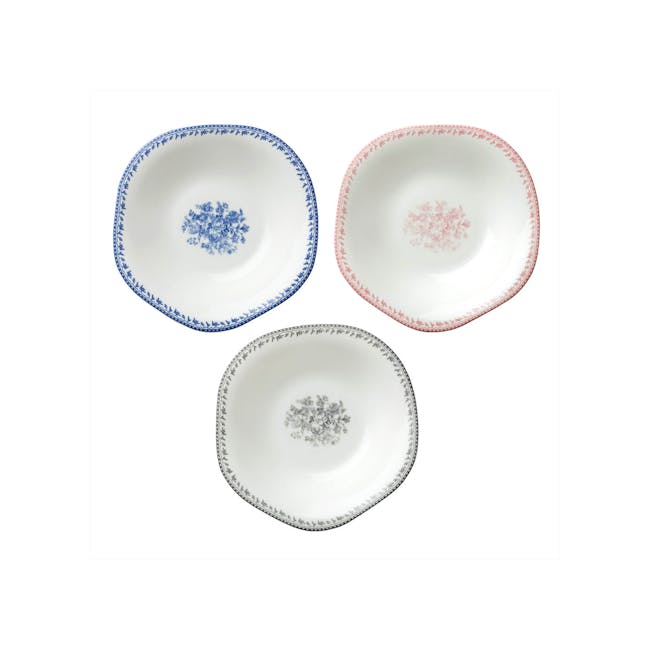 Luzerne Lancaster Garden Bowl - Grey (3 Sizes) - 5 - White ceramic plates, blue floral pattern, red floral pattern