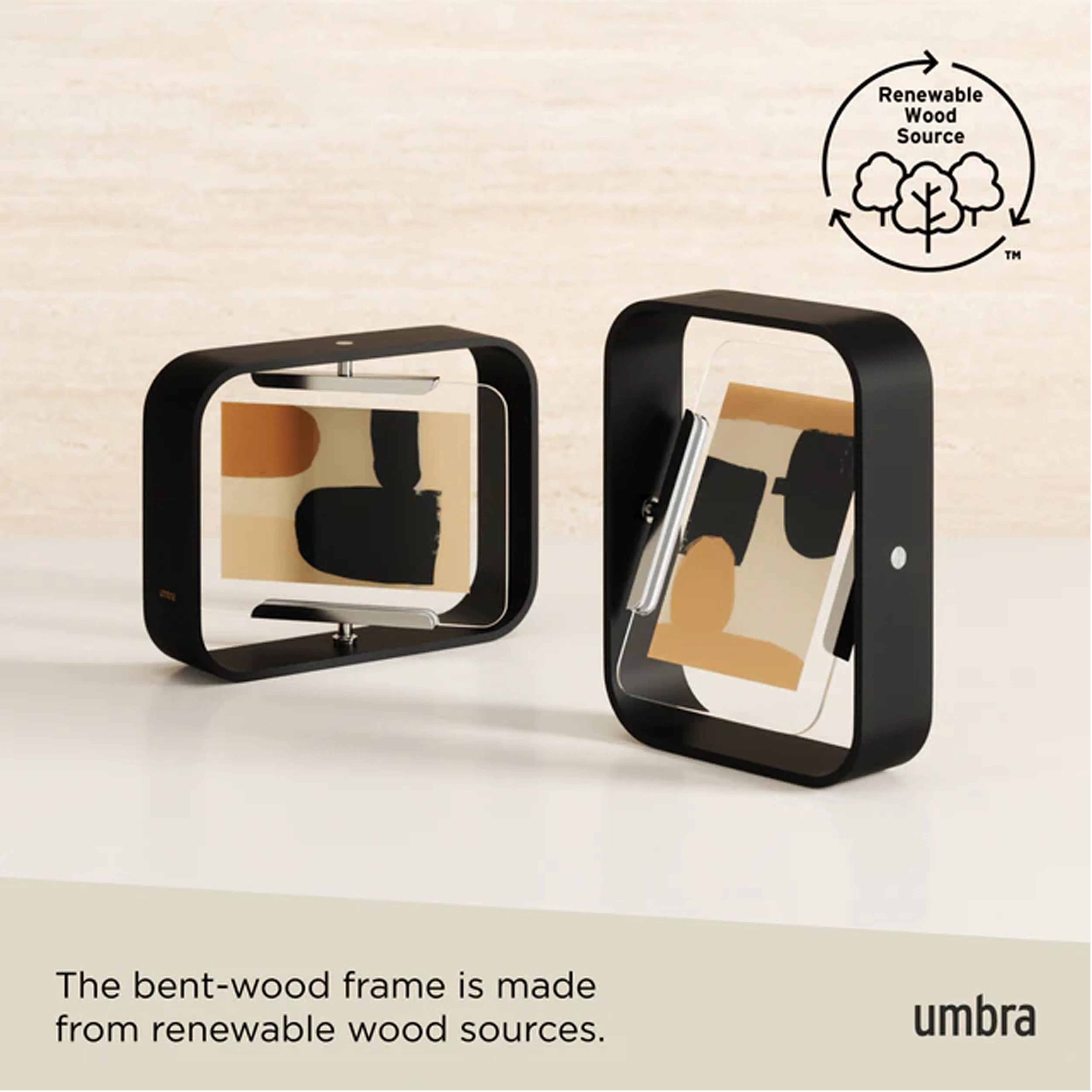 Umbra Bellwood 5x7 Desk Picture Frame with Bent Wood Trim and