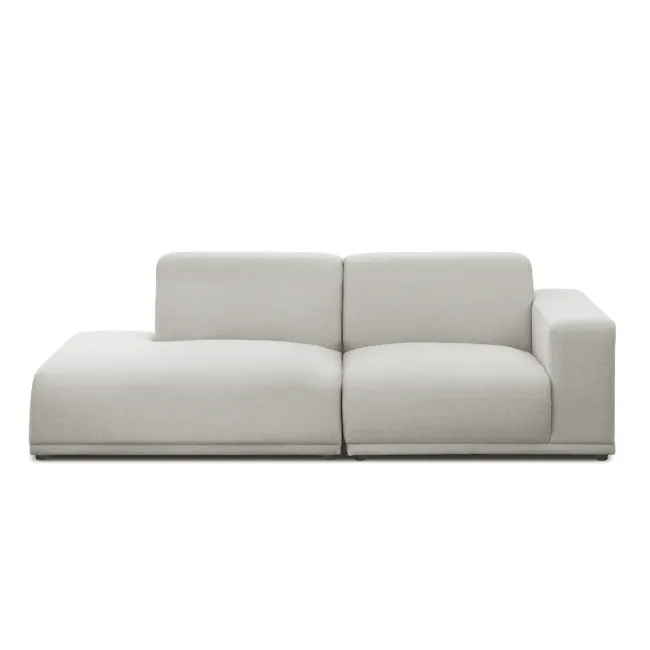 Milan 3 Seater Extended Sofa - Ivory (Fabric) - 8 - Modern minimalist sofa, light gray fabric, sleek design, comfortable