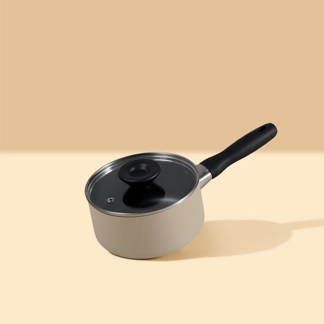Meyer Bauhaus Warm Grey Nonstick Covered Saucepan (3 Sizes) - 1