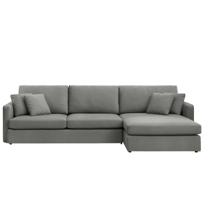 (As-is) Ashley L-Shaped Lounge Sofa - Sesame Grey (Scratch Resistant Fabric) - 1 - 1 - Modern sectional sofa, gray fabric