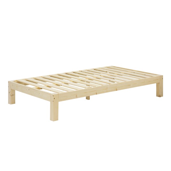 Katana Super Single Wooden Headboard Bed - 7 - Wooden frame, slatted design, light wood finish, simple structure, sturdy