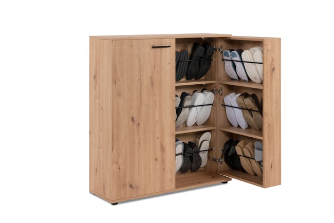 (As-is) Satos Shoe Cabinet 1m - Oak - 10